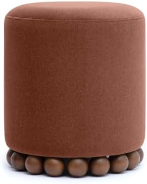 TOV Furniture Dex Small Round Ottoman Footstool, Vegan Mohair by TOVFurniture