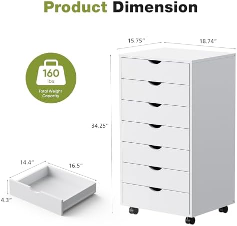 Sweetcrispy 7 Drawer Rolling Storage Cabinet - Image 3