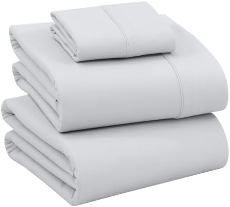 RUVANTI 100% Cotton Twin XL Sheets, Percale Weave Twin XL Set, Quiet Gray by Ruvanti