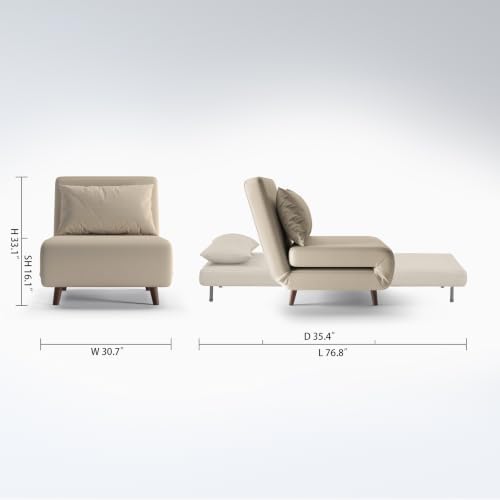 Convertible Sleeper Chair, 3 in 1 Folding Single Chair Sleep Turns into Bed - Image 2