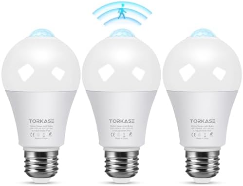 Motion Sensor Light Bulbs 13W, 3 Pack A19 E26 Motion Activated Dusk to Dawn LED by Torkase