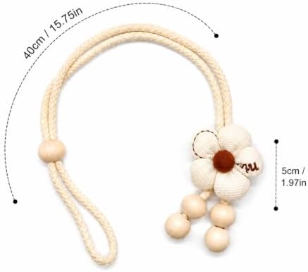 Brown Flower Curtain Tiebacks 2 Pack, Adjustable No-Drill Curtain Ties - Image 2