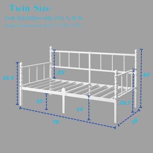 14 Inch Modern Twin Daybed, Metal Sofa Bed - Image 2