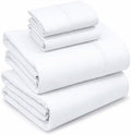 RUVANTI 100% Cotton Queen Sheets, Percale Queen Sheet Set, Bright White by Ruvanti