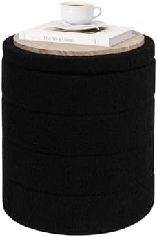 Compact Round Folding Storage Ottoman by PINPLUS