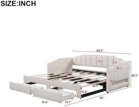 Twin XL to King Size Extendable Daybed - Image 2