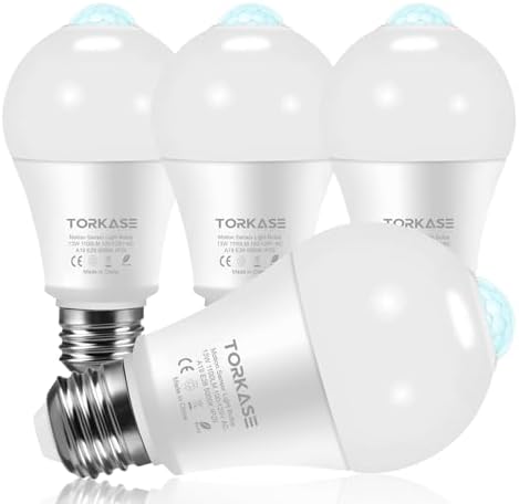 Motion Sensor Light Bulbs, E26 Dusk to Dawn Activated Security by Torkase