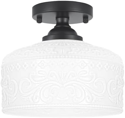Artistic Black Handcrafted Semi Flush Mount Ceiling Light by Daunton