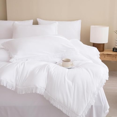 Andency Oversized King Comforter Set, 7 Pieces White Bedding - Image 4