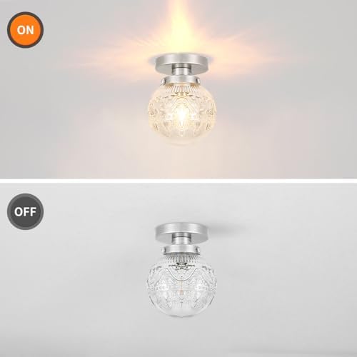 Semi Flush Mount Ceiling Light Fixtures, Vintage Globe Glass Ceiling Light - Image 6