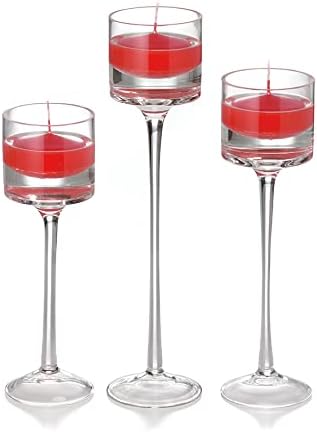 yummi Set of 18 Floating Candles and Monet Stem Holders - Ruby Red