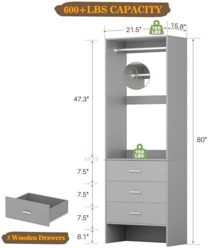Aheaplus 1.8FT Closet System - Image 6