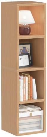 Zenira 4-Tier Bookcase, 4 Cube Storage Organizer, Narrow Bookcase by ZENIRA