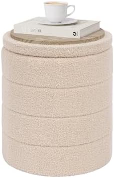 Compact Round Folding Storage Ottoman by PINPLUS