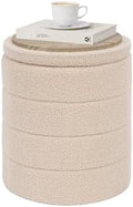 Compact Round Folding Storage Ottoman by PINPLUS
