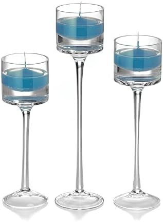 yummi Set of 18 Floating Candles and Monet Stem Holders - Turquoise