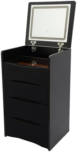 Vanity Desk with Flip up Mirror and Lights, 3 Colors LED Light & Hidden Chair - Image 3