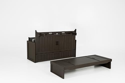NIGHT & DAY Furniture Murphy Cube Cabinet Bed, Fluted Stonewash - Image 5