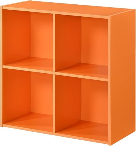Orange 4 Cube Storage Organizer Book Shelf, Toy Storage Organizer - Image 4