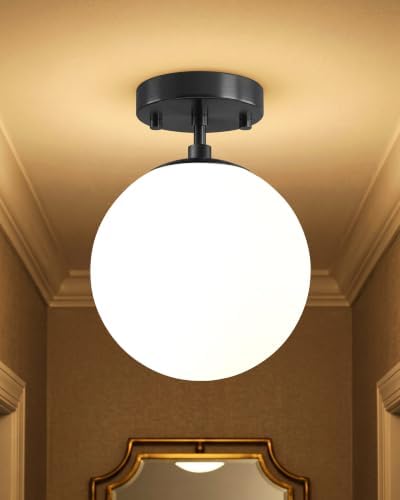 Majade Semi Flush Mount Ceiling Light 6" Globe Black Modern Light 2Pc by Majade