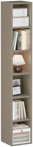 Zenira Corner Bookcase, Tall Narrow 6 Cube Storage Organizer, 6 Tier Shelf by ZENIRA