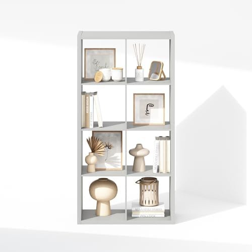 Furinno Simple 8-Cube Storage Organizer, Display Shelf, Light Grey - Image 6