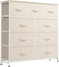 WLIVE Tall Dresser for Bedroom, 9 Drawer Chest of Drawers, Cream White by WLIVE