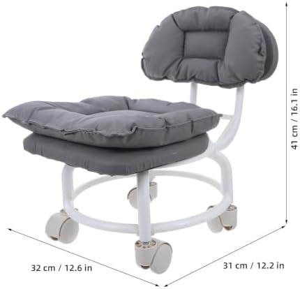 Rolling Work Stool with Backrest, Padded Plastic Seat - Image 3