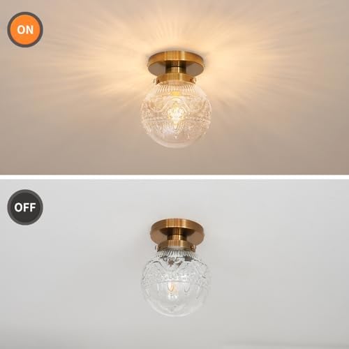 Small Semi Flush Mount Ceiling Light, Modern Globe Clear Glass Ceiling Light - Image 5