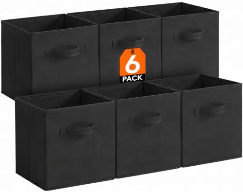 Lifewit Storage Cubes, 11 Inch Organizer Bins, 18L Black, 6 Packs by Lifewit