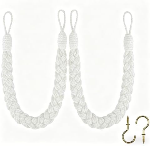 Home Queen Hand Braided Curtain Tieback, Buckle Holdback Drapery Curtain Tie by HomeQueen
