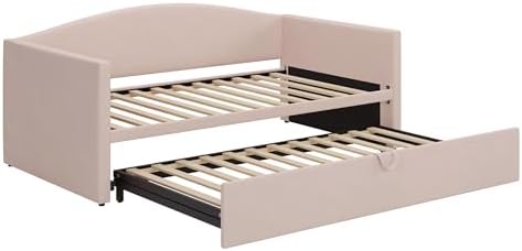 SOFTSEA Twin Daybed with Pop Up Trundle, Velvet Upholstered Extendable Day Bed - Image 7