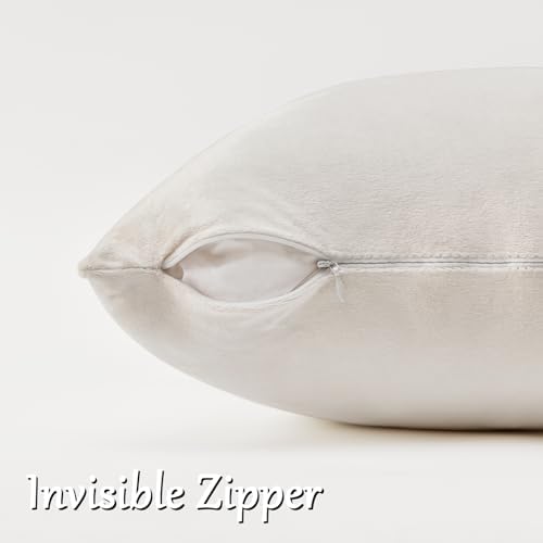 GIGIZAZA Velvet Pillow Covers 22x22 Decorative Pillows Pack of 2 Ivory - Image 5