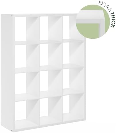 Furinno Cubicle Book Shelf, 12-Cube Bookshelf, Extra Thick Frame Reversible - Image 7