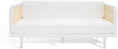 SAFAVIEH Couture Collection Helena White/Natural French Cane Sofa - Image 3