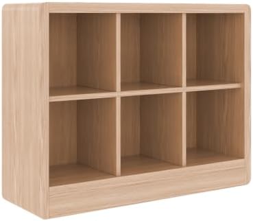 Low Cube Bookcase, 6-Cube Storage Organizer Shelf, Natural Oak by OSCHF