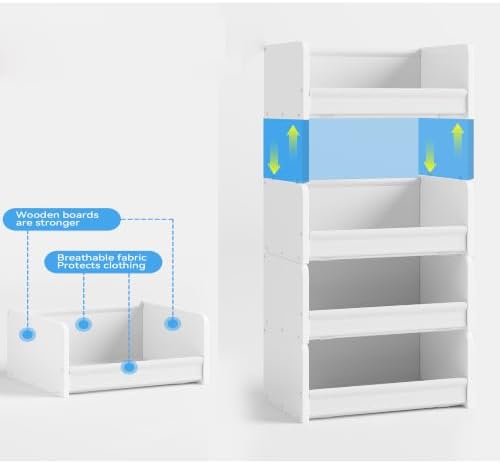 Closet Organizer and Storage, 4 Tier Stackable Storage Organizer, Wooden & - Image 6