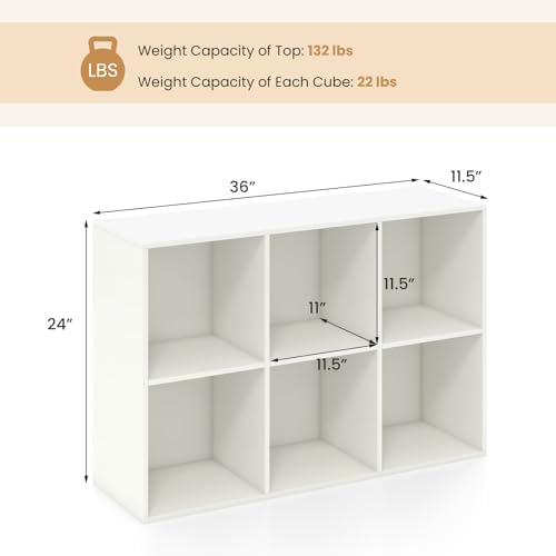 GIANTEX 6-Cube Bookcase, 3-Tier Cubby Bookshelf - Image 3