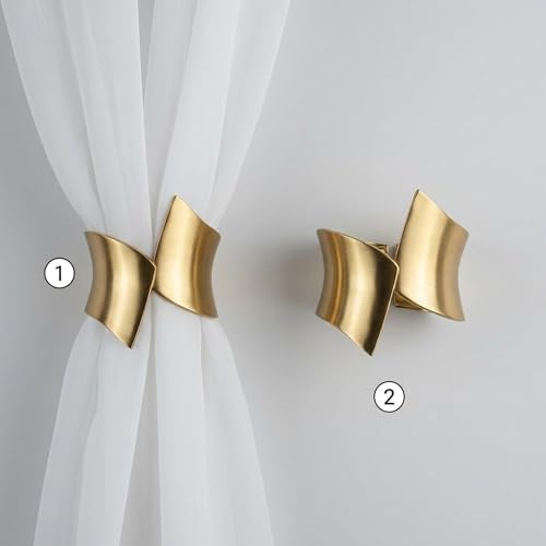 2 Pack Golden Wire Drawing Spring Clip Curtain Tiebacks Holdback Buckles - Image 6