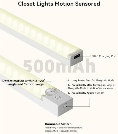 12In Under Cabinet Lighting Rechargeable, Wireless Motion Sensor 3Pack - Image 2