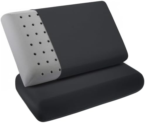 Standard Size Memory Foam Pillows 2 Pack Black, Support by Home