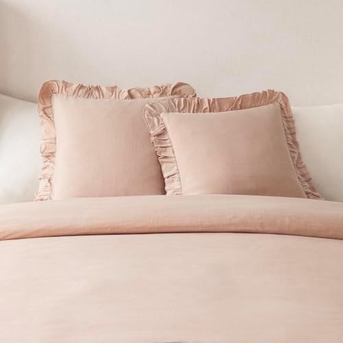 Foindtower Linen Fringe Ruffle Throw Pillow Covers 20×20 Inch Light Pink - Image 5