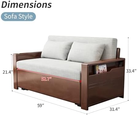 59" Grey 3-in-1 Convertible Sofa w/Storage & Rev Chaise, Solid Wood Frame - Image 3