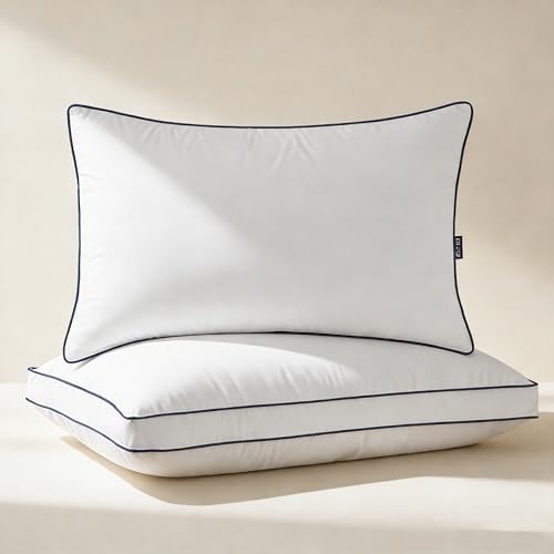 DOWNCOOL Goose Down Bed Pillows Queen Size Set of 2, Pillow Soft Support by DOWNCOOL