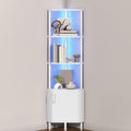 HOOBRO Corner Cabinet with LED Light, Corner Shelf Stand with Storage and Doors by HOOBRO