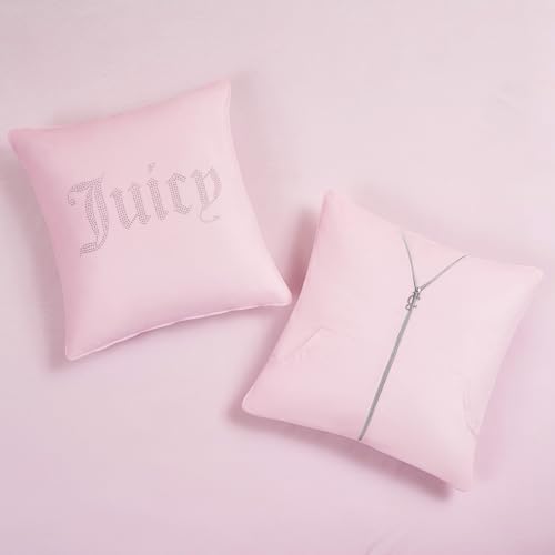Juicy Couture Marshmallow Pink Velour King Comforter Set - Image 6