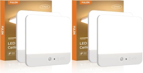 FULEN Motion Sensor Ceiling Light Fixture, Cordless Closet Light Battery by FULEN