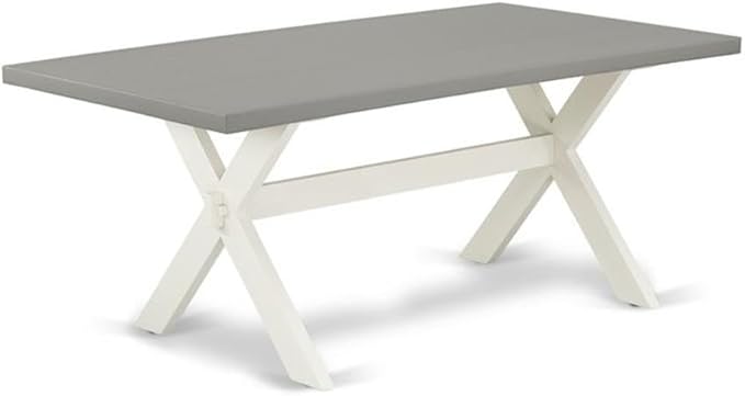 East West Furniture X097EL207-5 5 Piece Dinette Set for 4 Includes a Rectangle Dining Room Table with X-Legs and 4 Gray Linen Fabric Parsons Dining Chairs, 40x72 Inch, Multi-Color