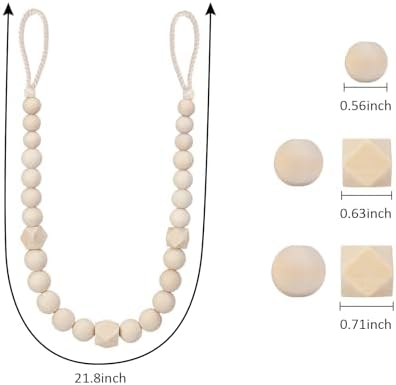 KLOGTSIND Wood Bead Curtain Tiebacks, 2 Pack Curtain Tie Backs - Image 2