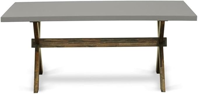 East West Furniture X797MZ748-9 9 Piece Dining Room Table Set Includes a Rectangle Kitchen Table with X-Legs and 8 Coffee Linen Fabric Parson Dining Chairs, 40x72 Inch, Multi-Color